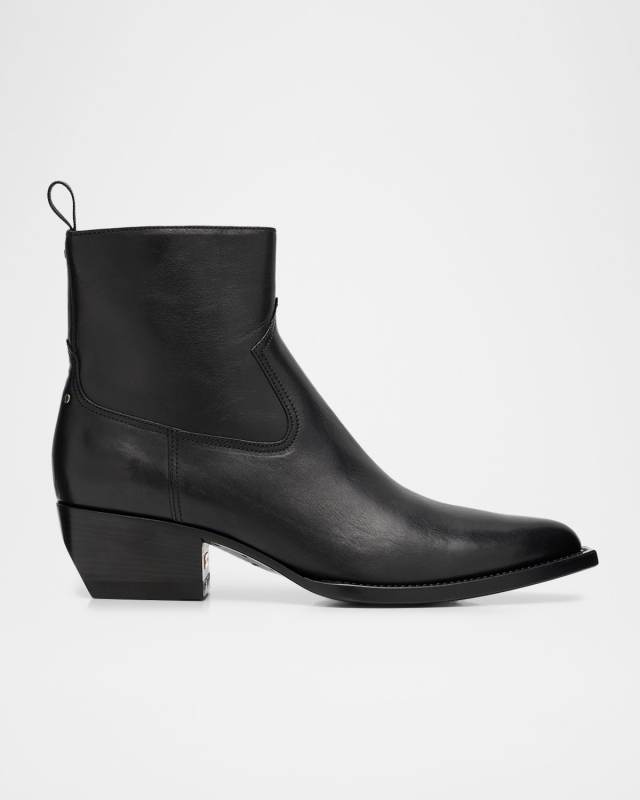 Debbie Leather Western Ankle Boots